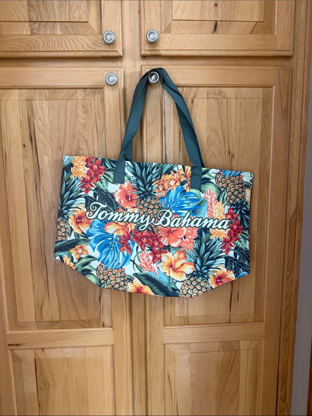 Tommy Bahama Floral Pineapple Tote - Teal Straps
